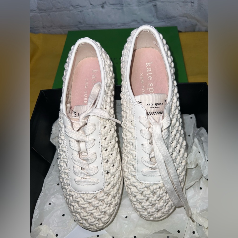 Kate Spade‎ Serve Crochet Sneakers Ivory Size 9.5 - NEW - Fast Shipping 💯 - Picture 4 of 9